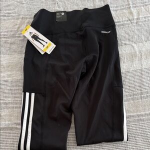 adidas Black Leggings with White Side Stripes